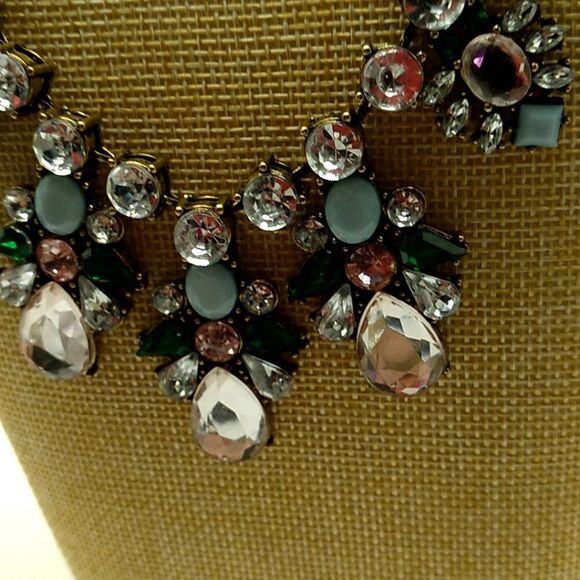 Rhinestone Multi-Color Gold-tone Statement Necklace - Picture 10 of 16